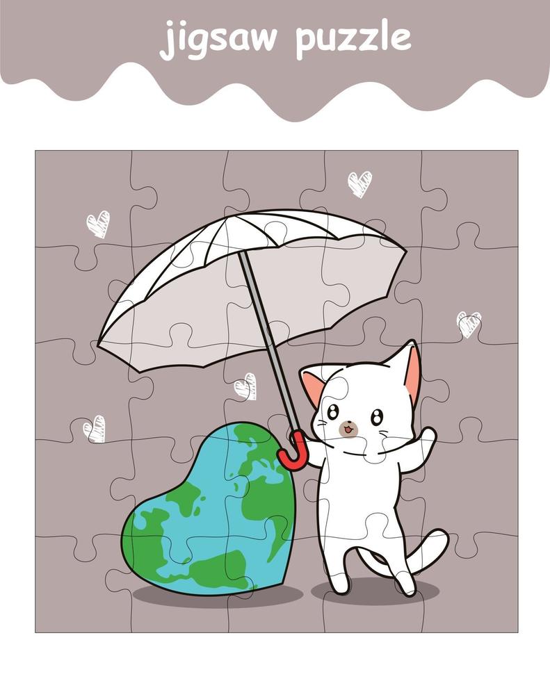 jigsaw puzzle game of cat is saving the world vector