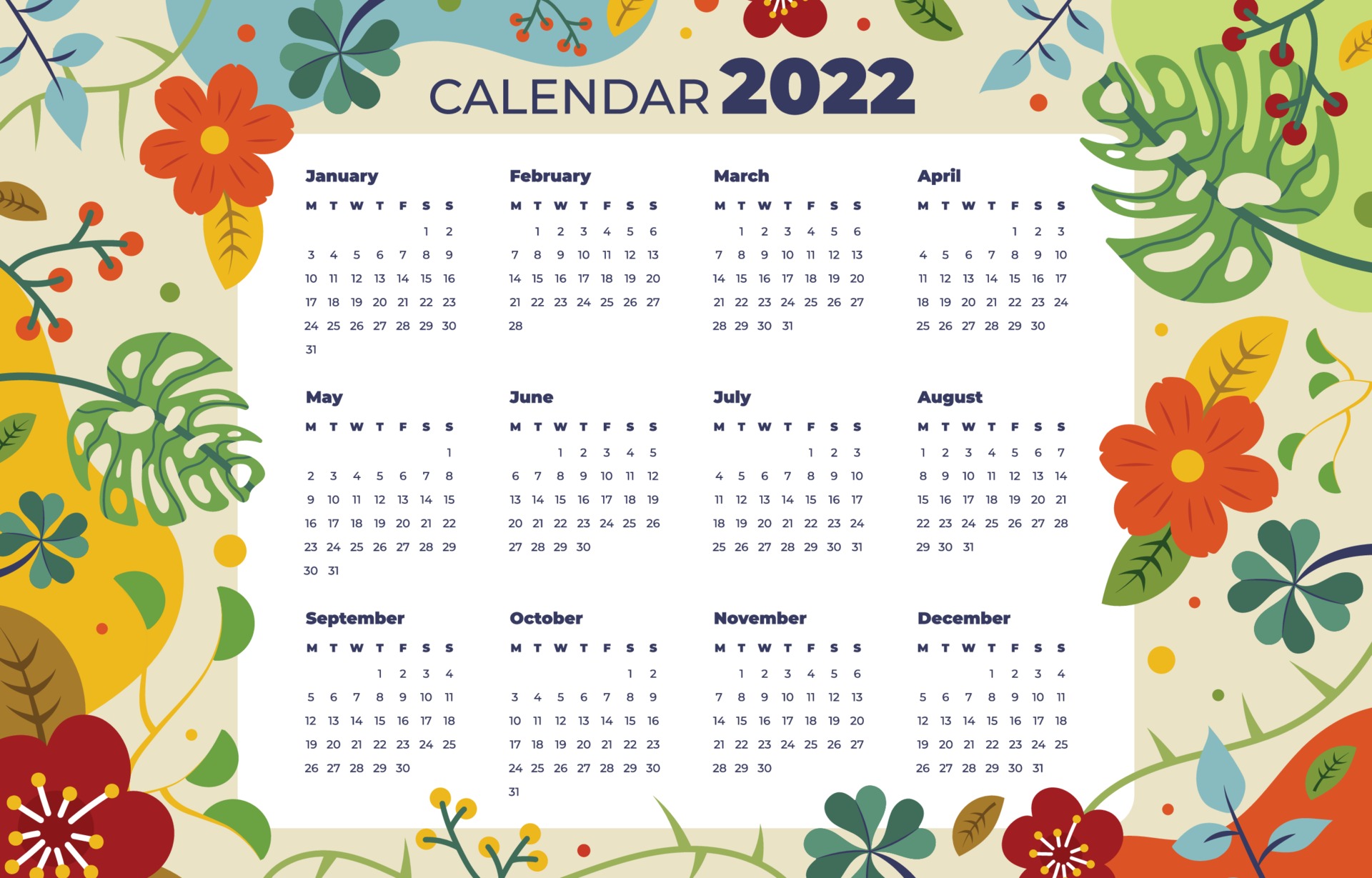 Floral Calendar Background Template 3311321 Vector Art at Vecteezy