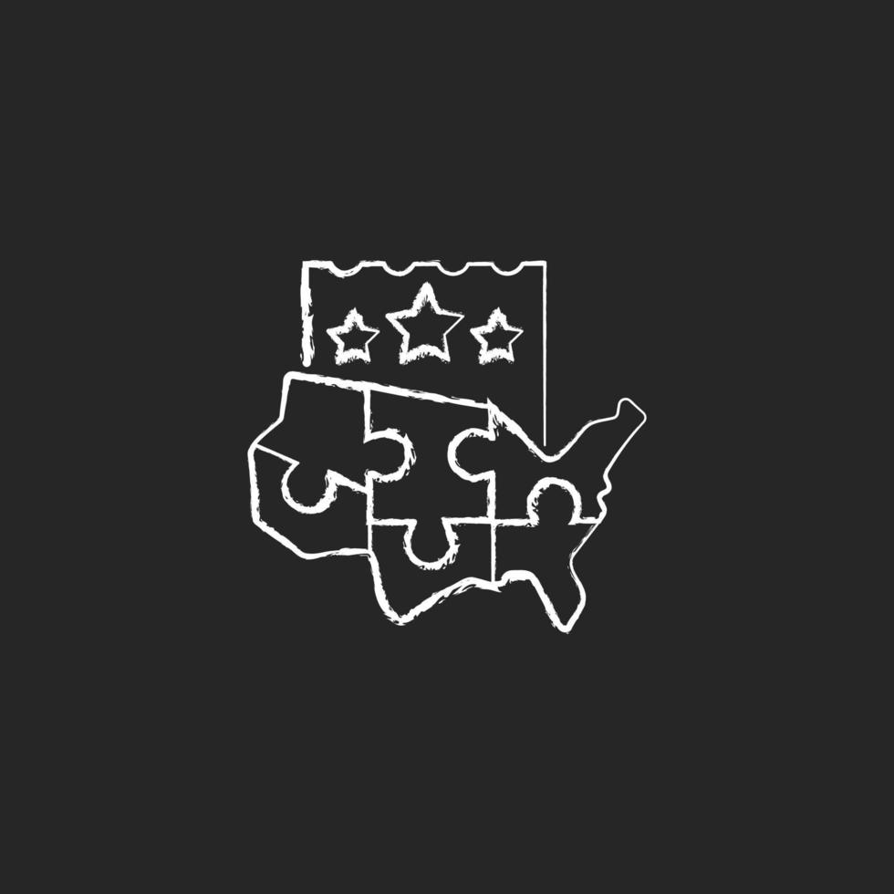 Multi-state lottery games chalk white icon on dark background vector