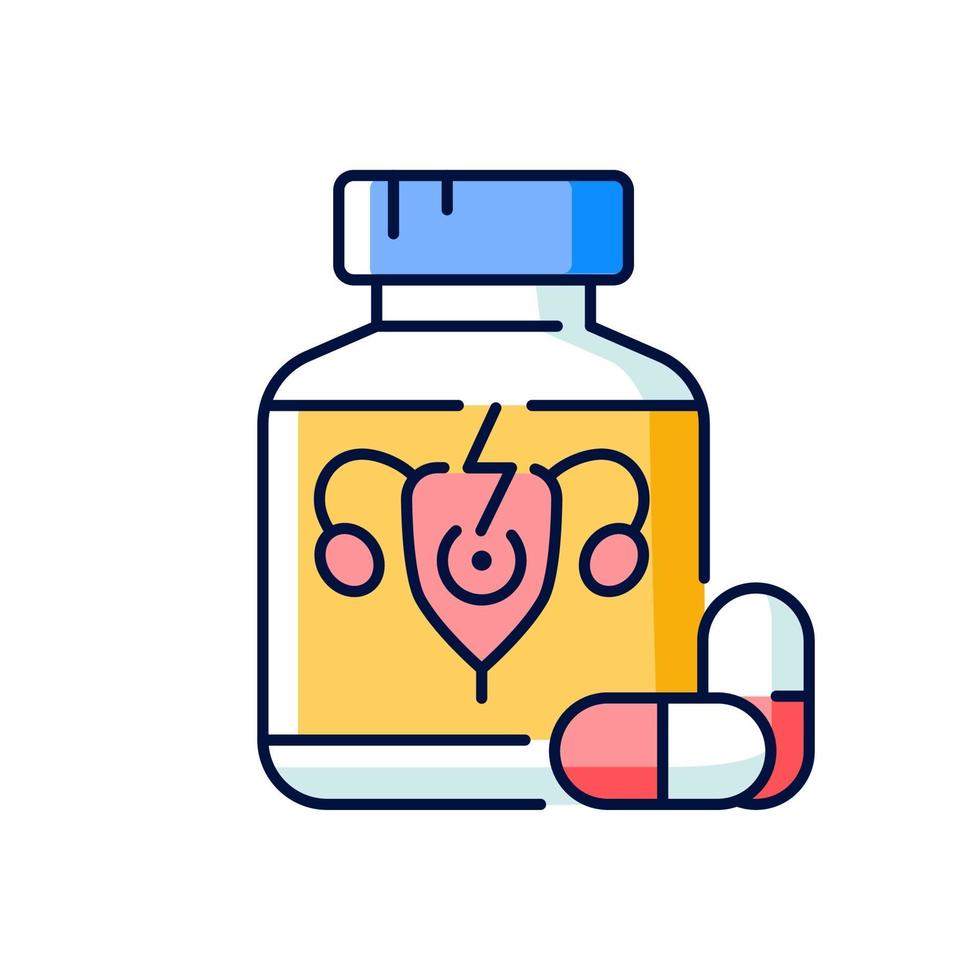 Pills for period cramps RGB color icon vector