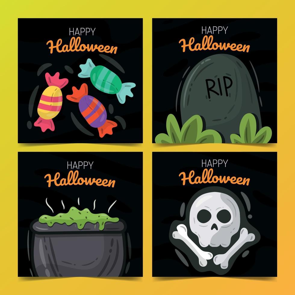 Halloween Social Media Posts Template vector