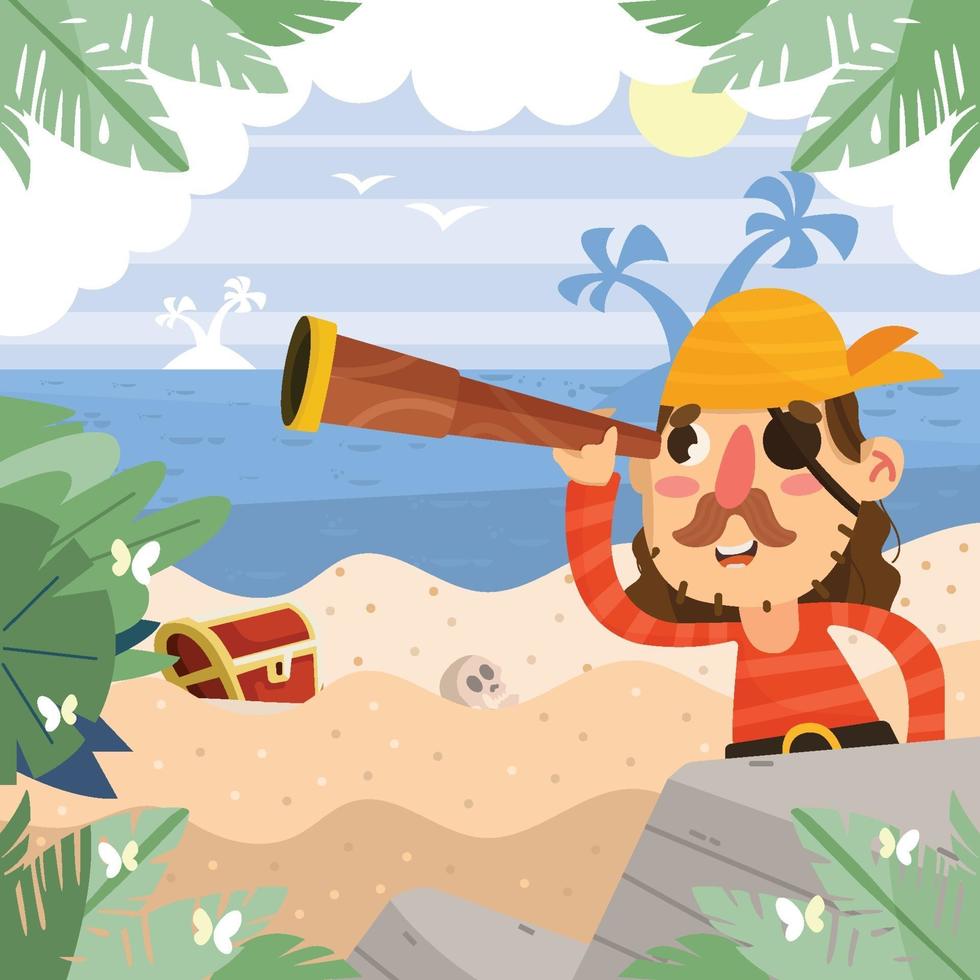 Pirate Seek Treasure Concept vector