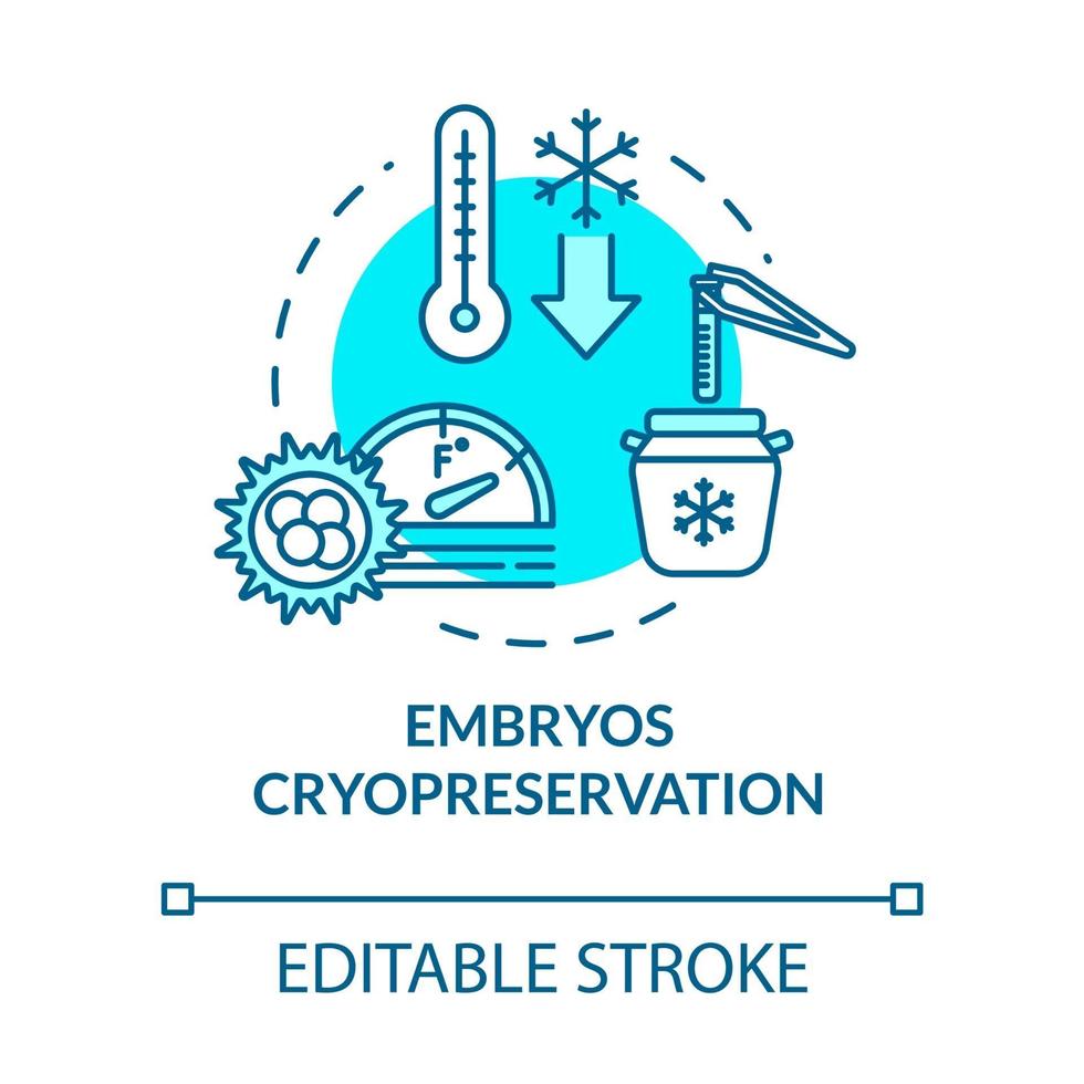 Embryos cryopreservation turquoise concept icon vector