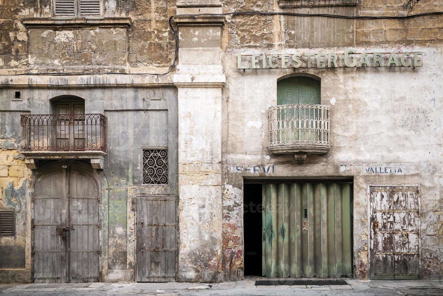 Vintage retro design architecture in La Valletta old town street Malta photo