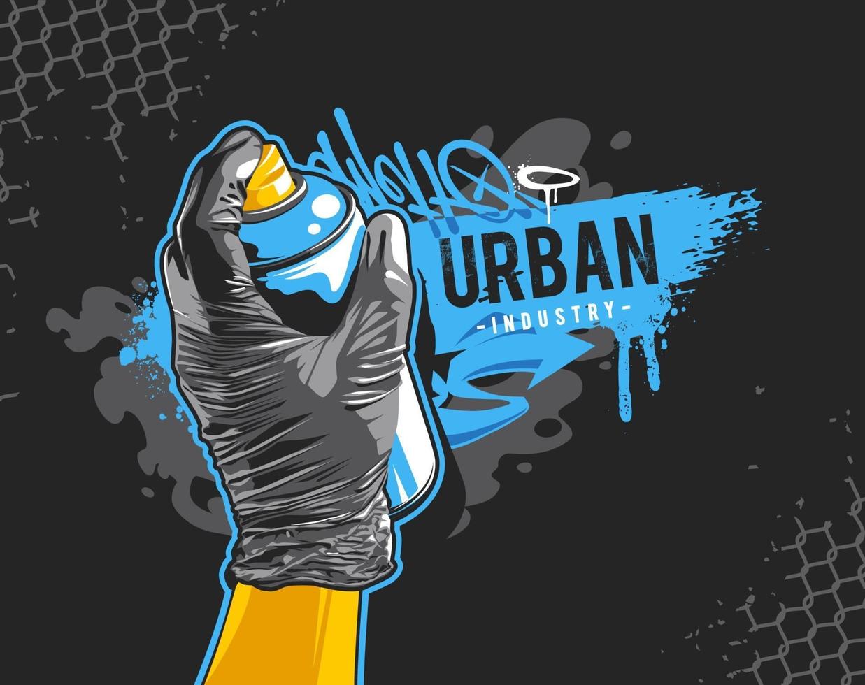 Graffiti Banner With Hand Holding Spray Can vector