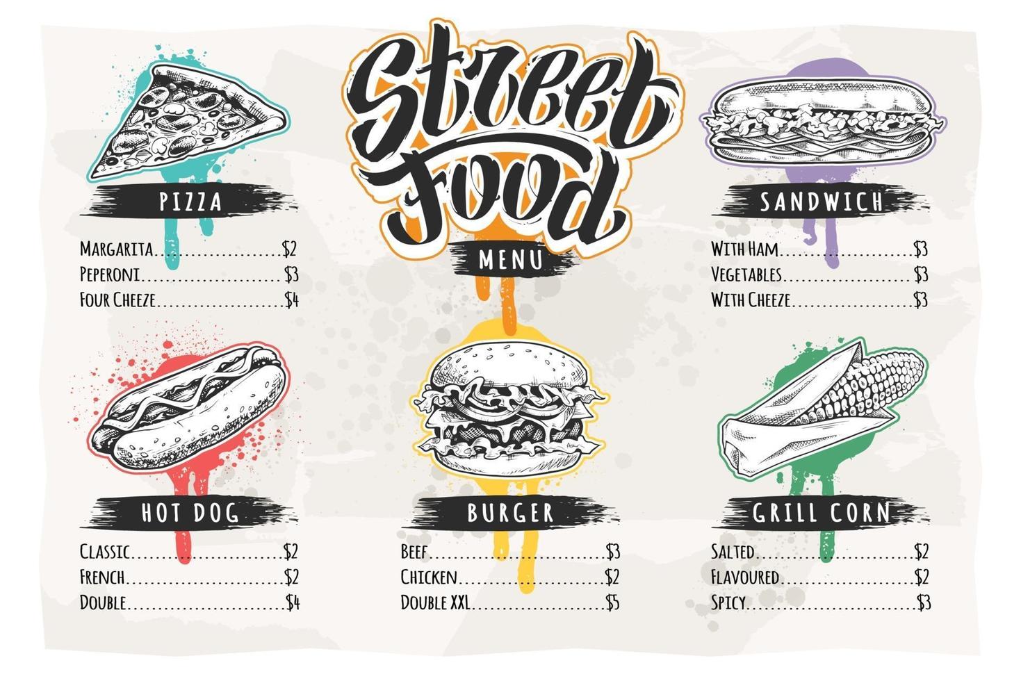 Street Food Menu Design Template vector