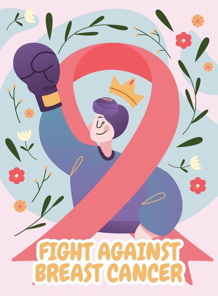 A Survival Girl Fight Against Breast Cancer vector