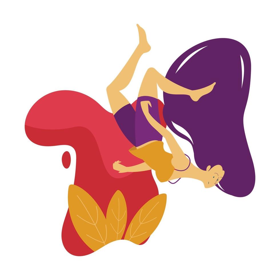 Girl diving beneath river vector