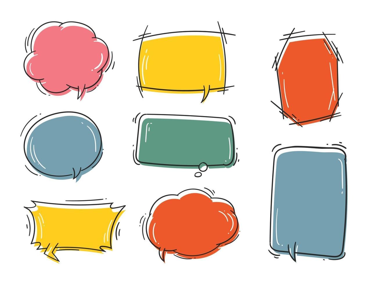 Set of hand drawn speech bubble vector