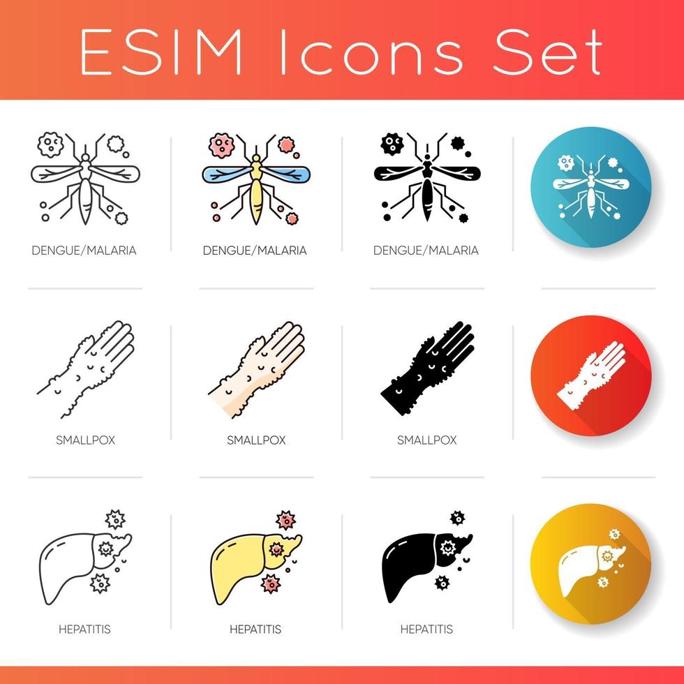 Contagious diseases icons set vector