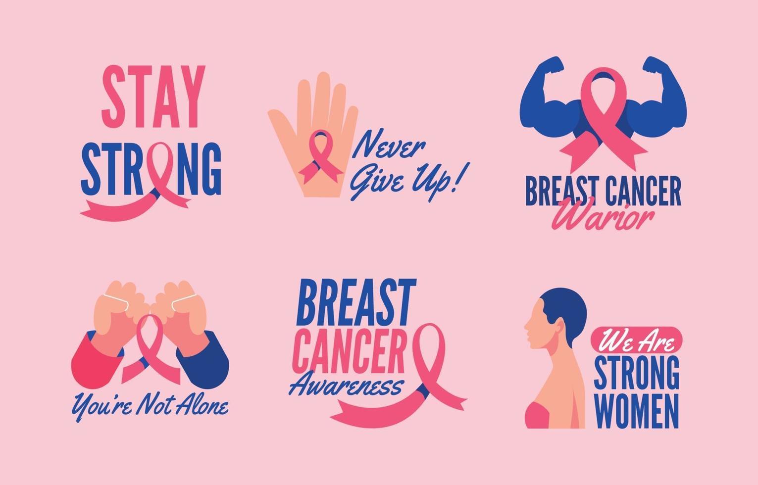 Breast Cancer Stickers Collection vector