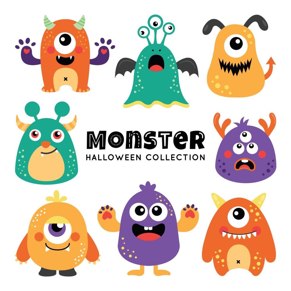 Cutesy Chubby Spotted Cartoon Halloween Monster vector