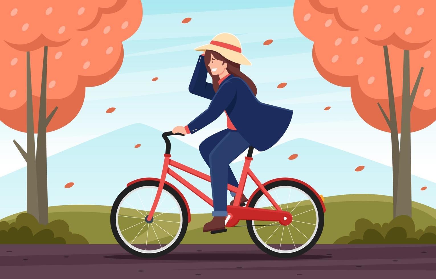 Cycling Activity during Autumn Season vector