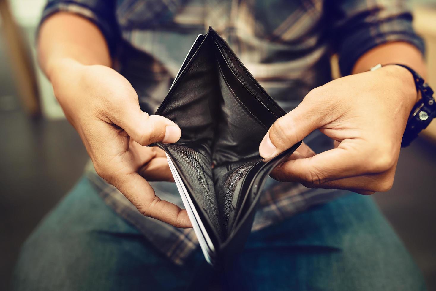 Empty wallet in the hands of an Businessman photo