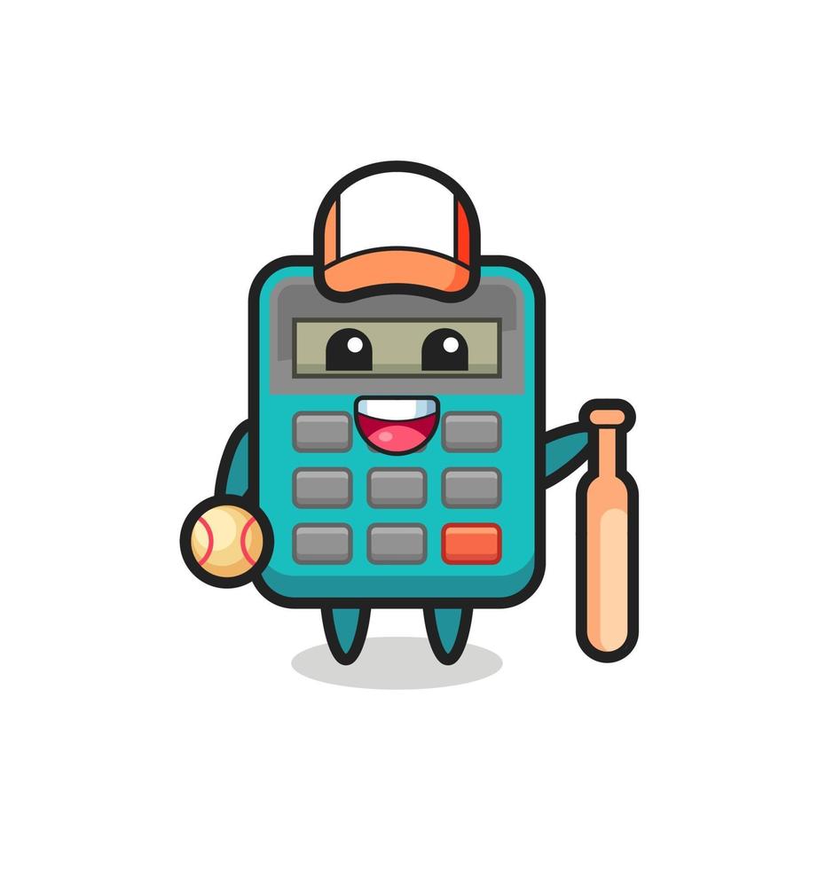 Cartoon character of calculator as a baseball player vector