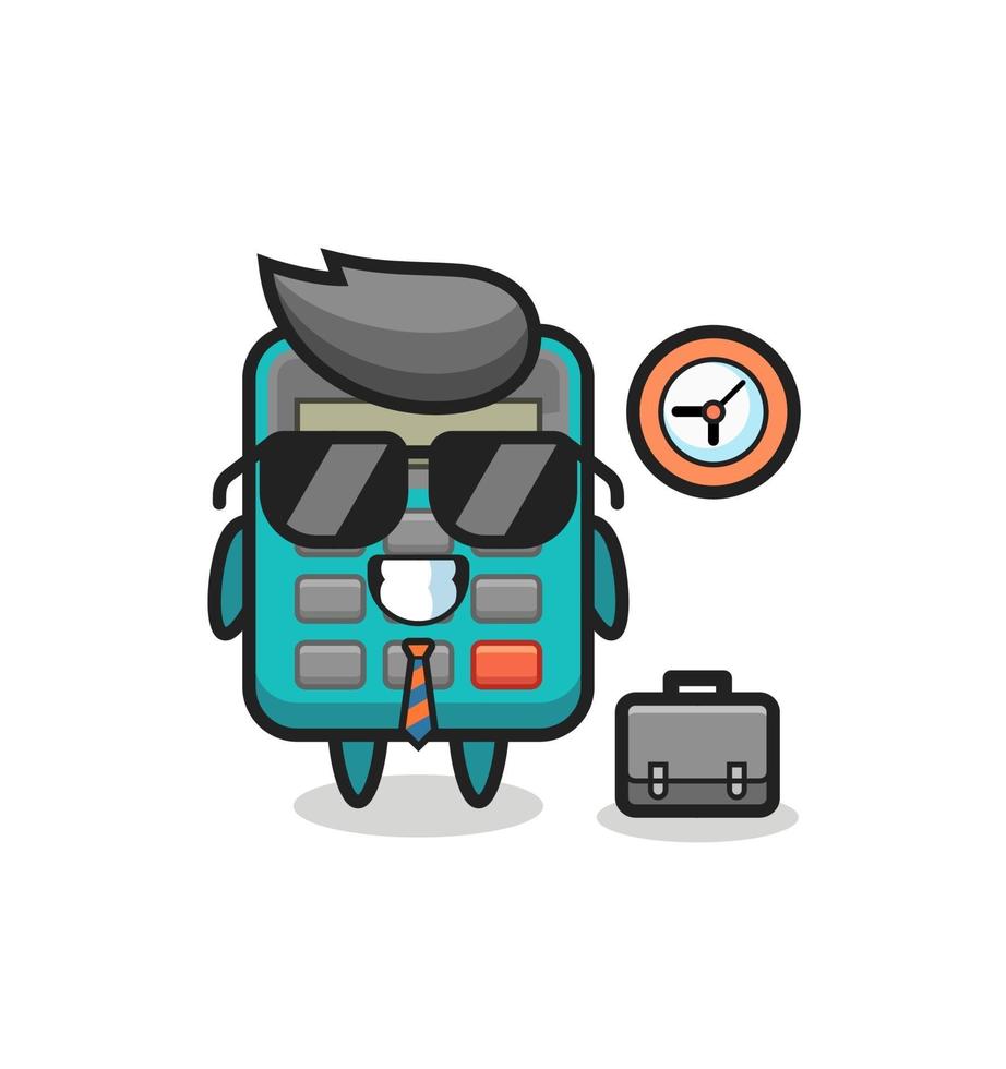 Cartoon mascot of calculator as a businessman vector