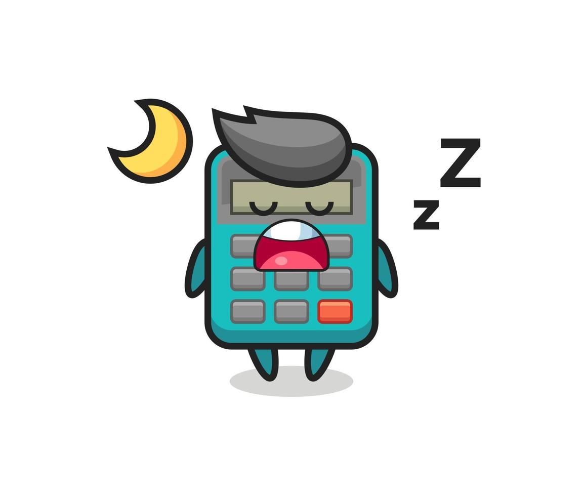 ilustración de personaje de calculadora durmiendo por la noche vector