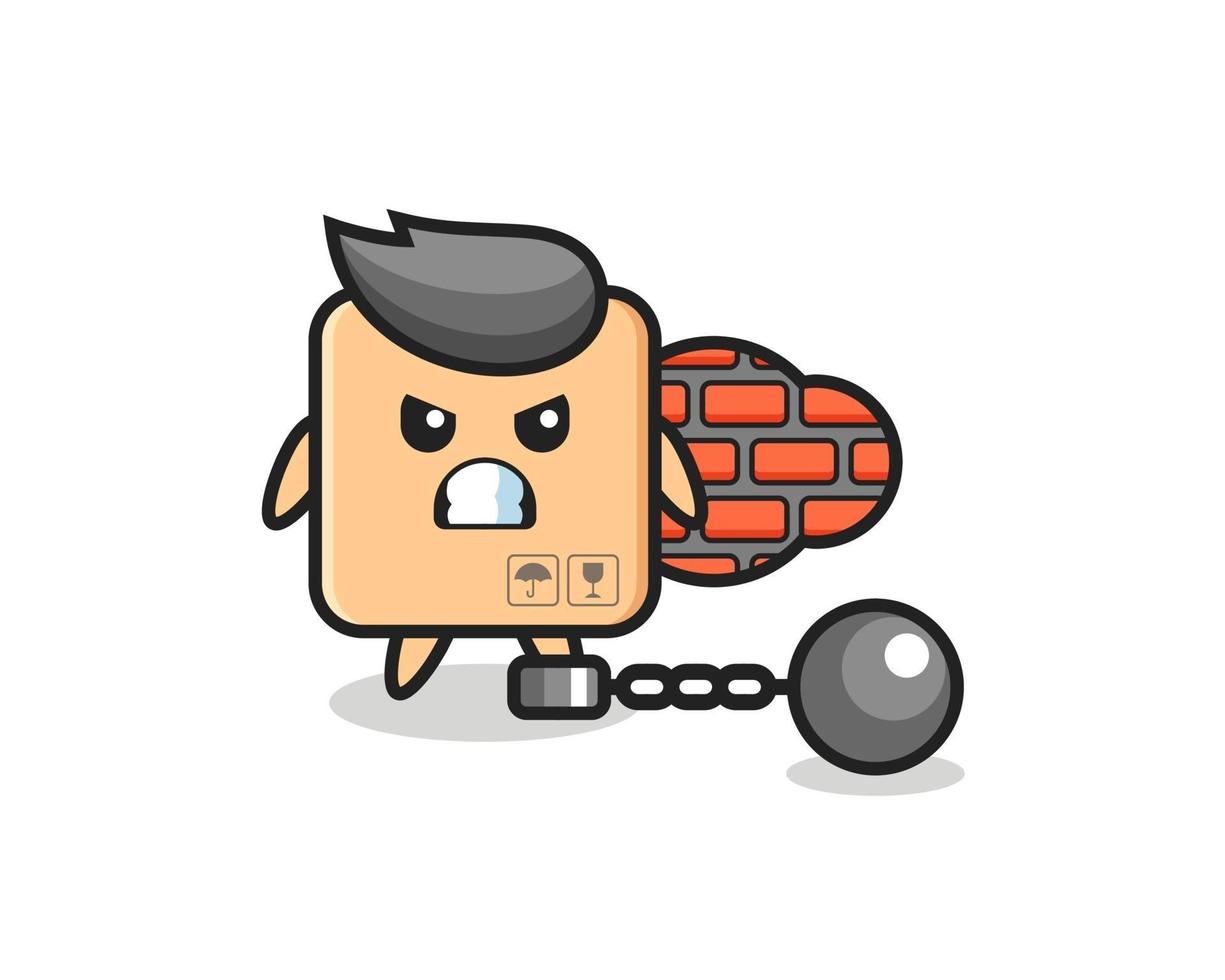 Character mascot of cardboard box as a prisoner vector