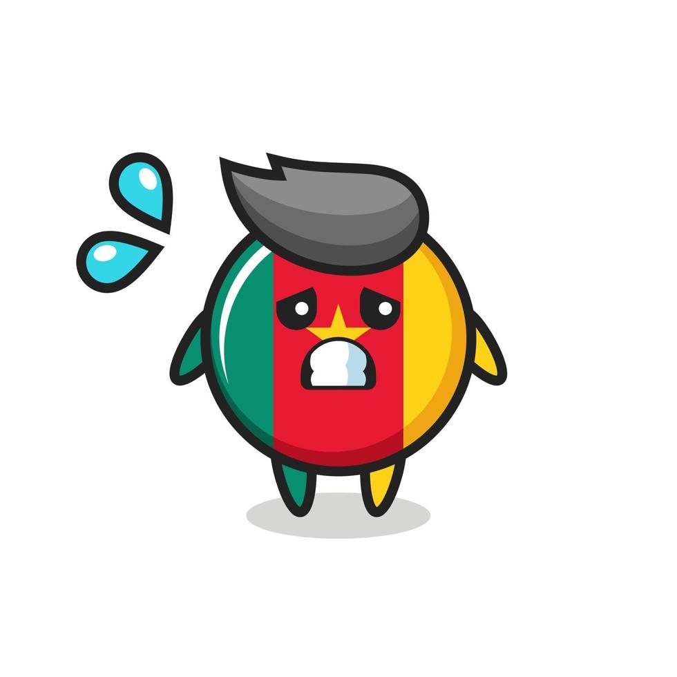 cameroon flag badge mascot character with afraid gesture vector