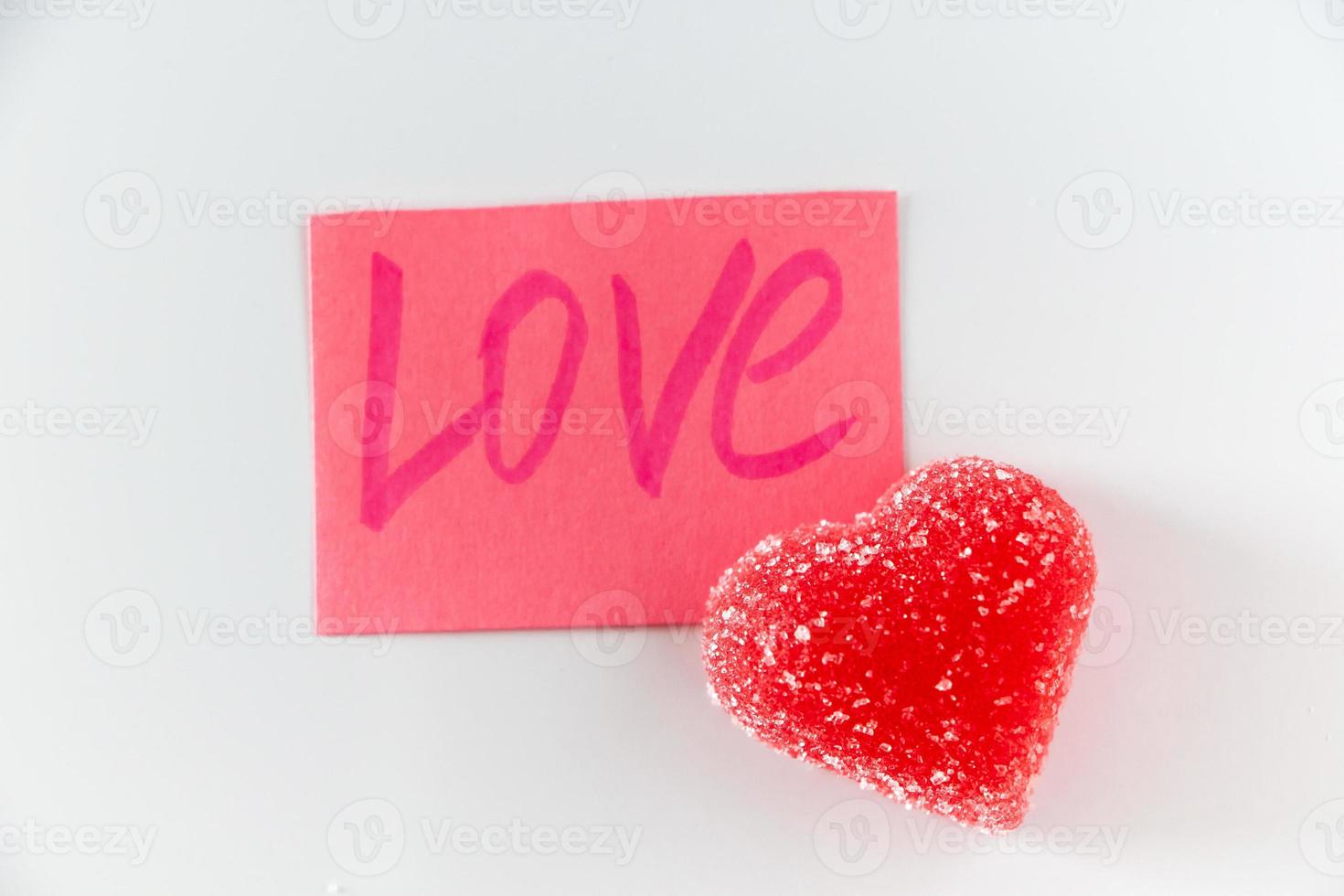 Sticker with the word love and marmalade photo