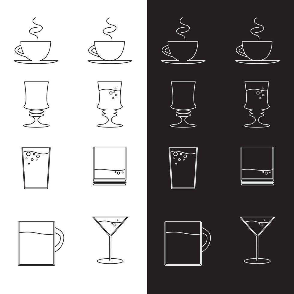 Vector set of cups and glasses