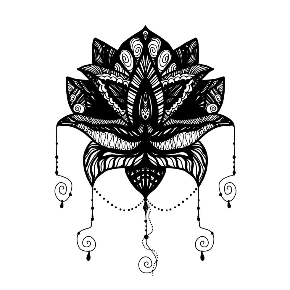 tatuaje de flor de loto vector