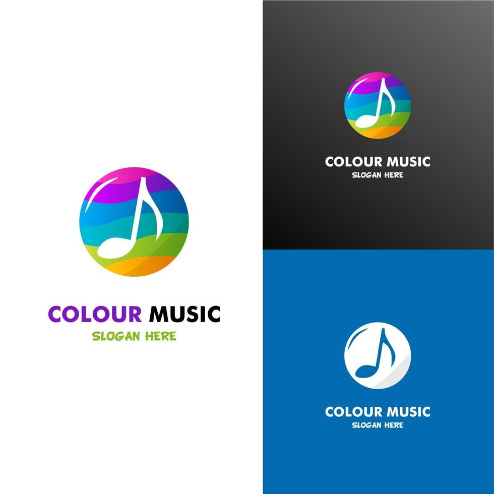 Musical notes with rainbow color concept element, music color logo vector