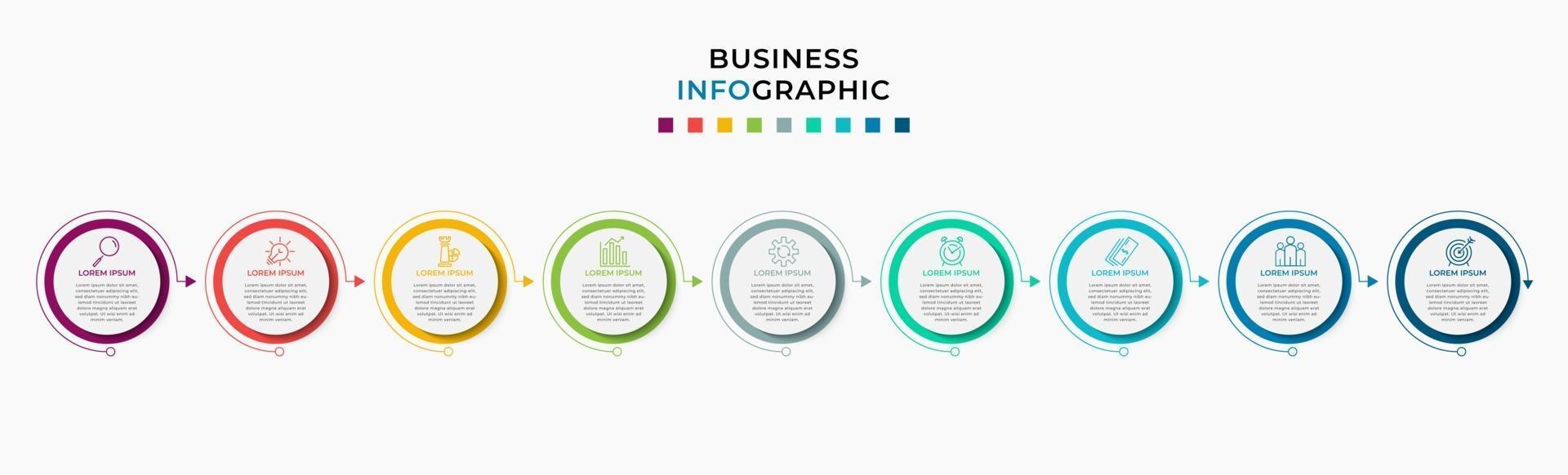 Infographic design business template with icons and 9 options or steps vector