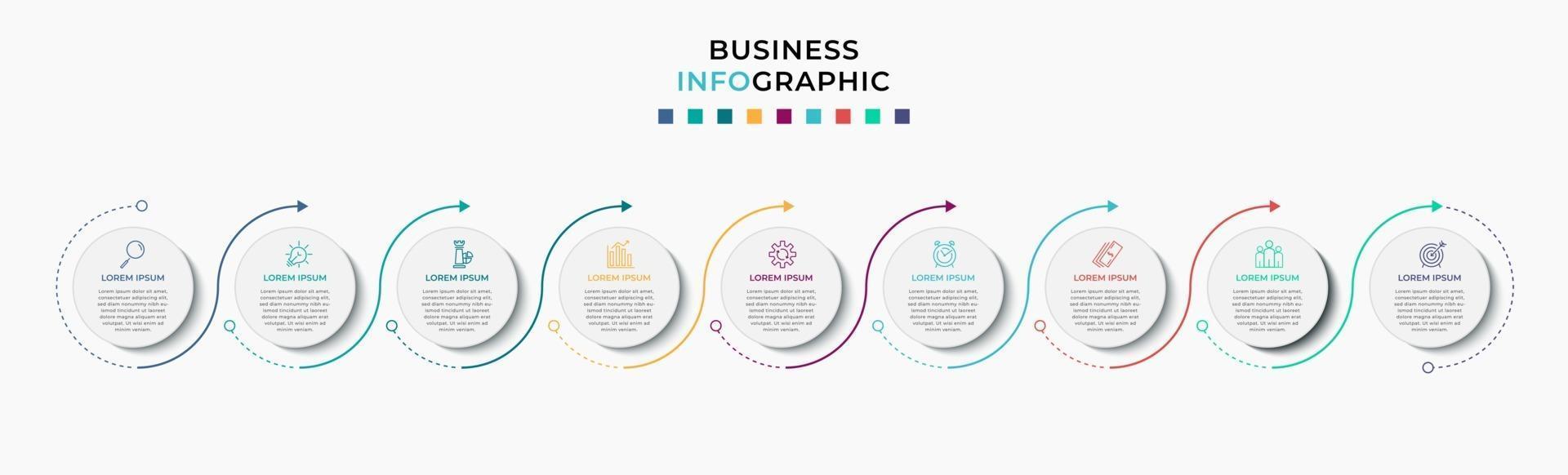 Infographic design business template with icons and 9 options or steps vector