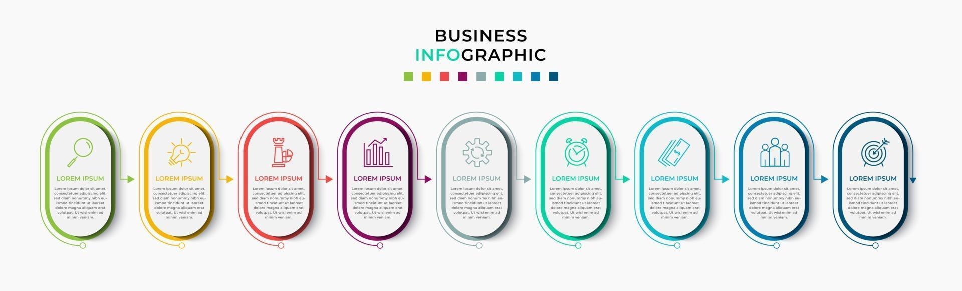 Infographic design business template with icons and 9 options or steps vector