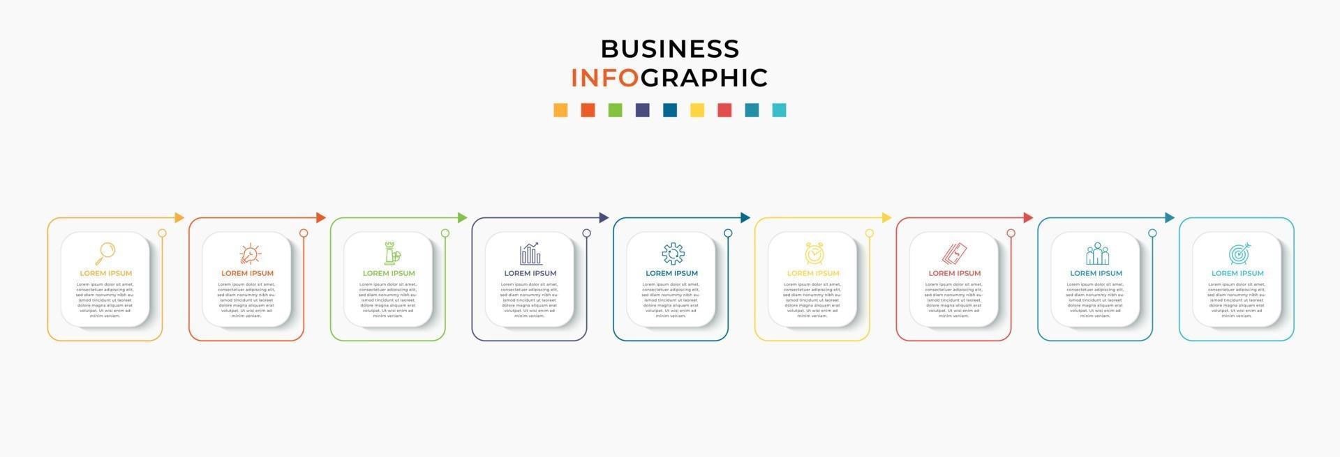 Infographic design business template with icons and 9 options or steps vector