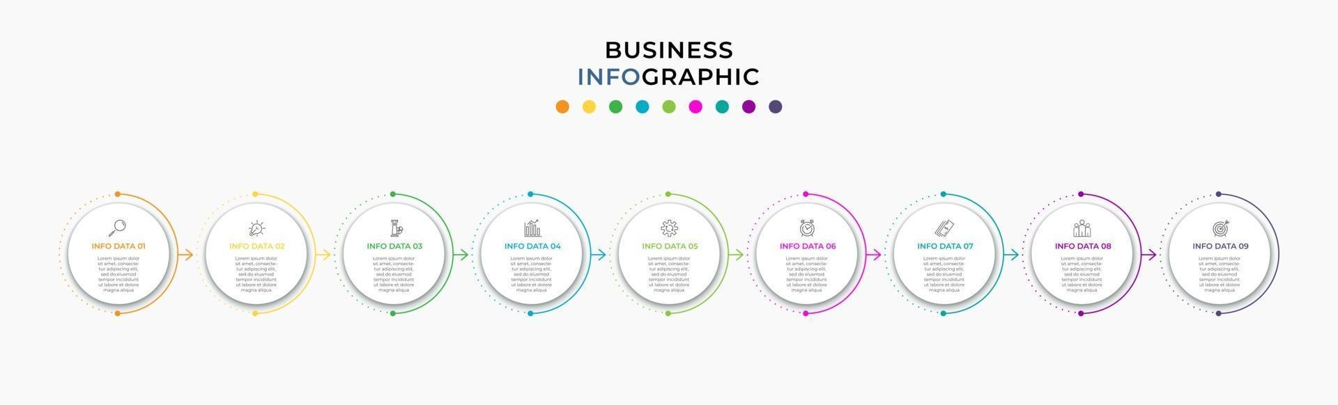 Infographic design business template with icons and 9 options or steps vector