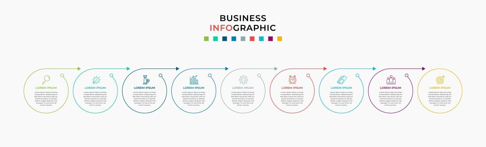Infographic design business template with icons and 9 options or steps vector