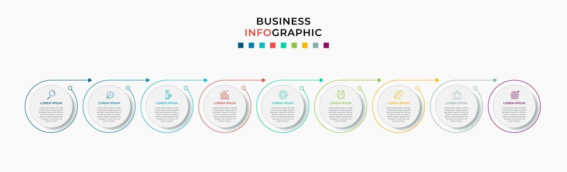 Infographic design business template with icons and 9 options or steps vector