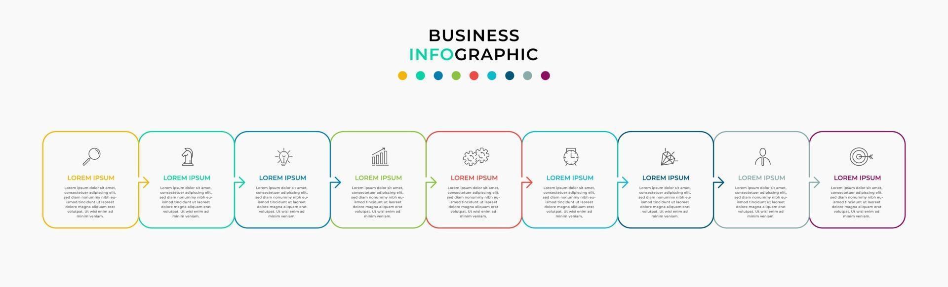 Infographic design business template with icons and 9 options or steps vector