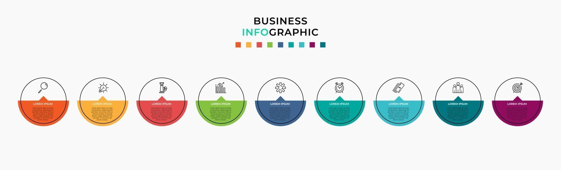 Infographic design business template with icons and 9 options or steps vector