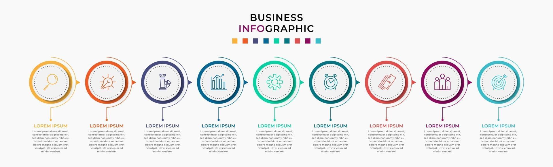 Infographic design business template with icons and 9 options or steps vector