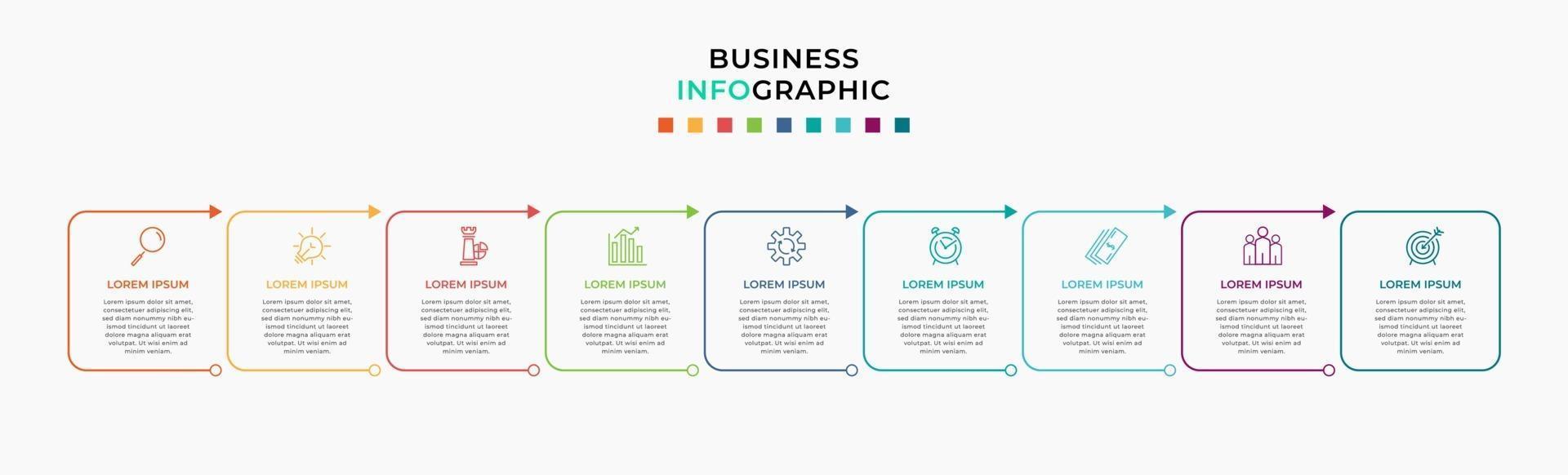 Infographic design business template with icons and 9 options or steps vector