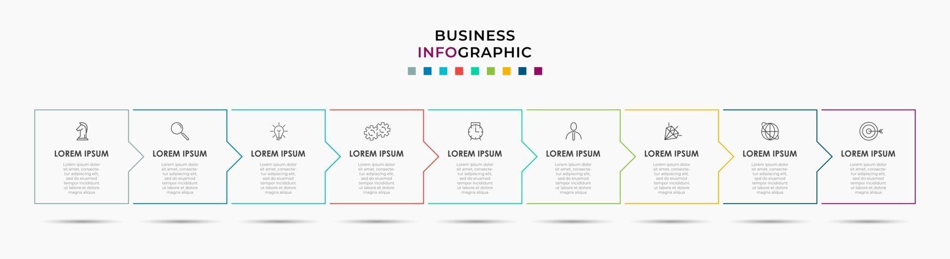 Infographic design business template with icons and 9 options or steps vector
