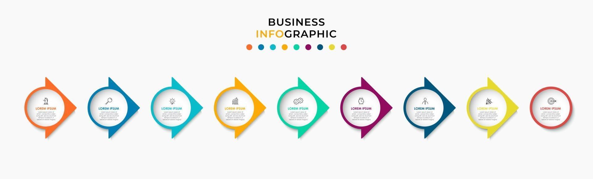 Infographic design business template with icons and 9 options or steps vector