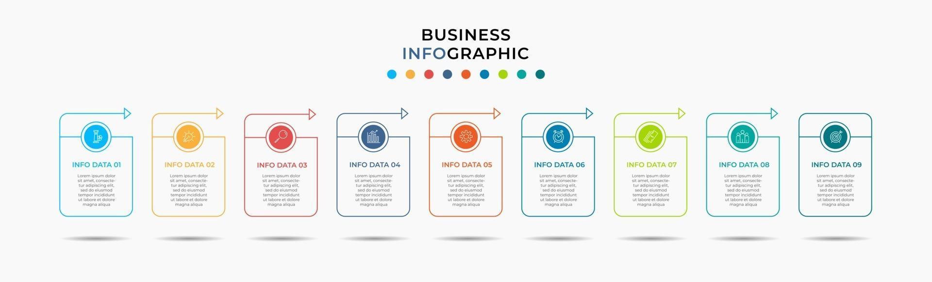 Infographic design business template with icons and 9 options or steps vector