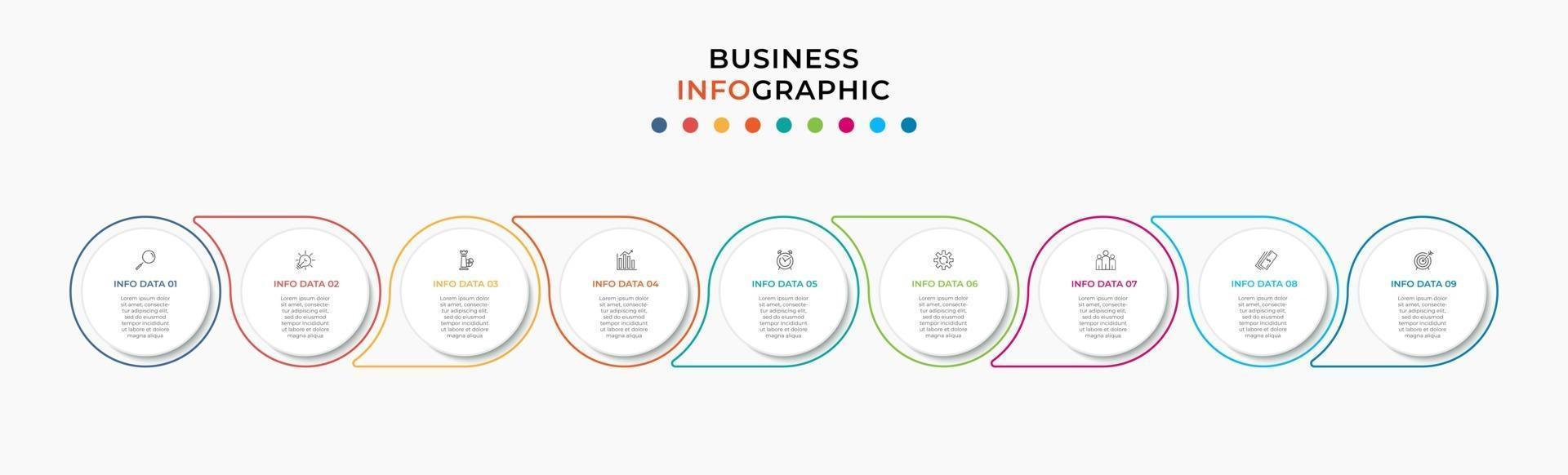 Infographic design business template with icons and 9 options or steps vector