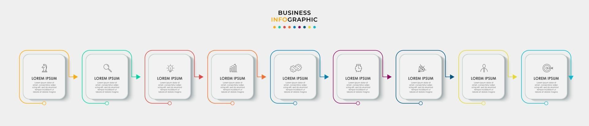 Infographic design business template with icons and 9 options or steps vector
