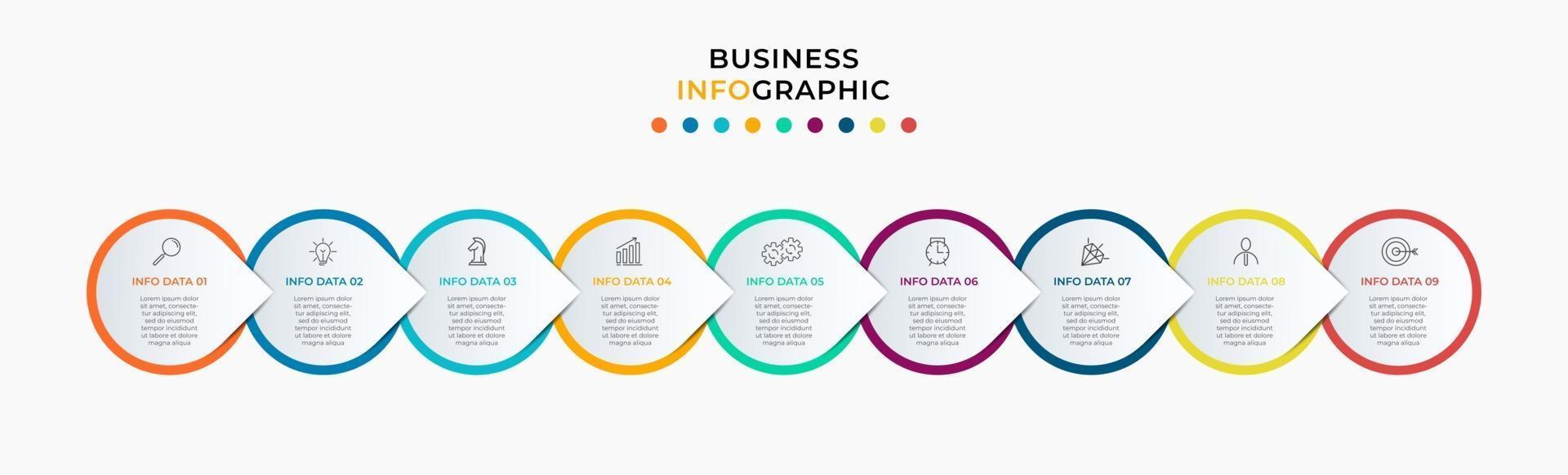 Infographic design business template with icons and 9 options or steps vector