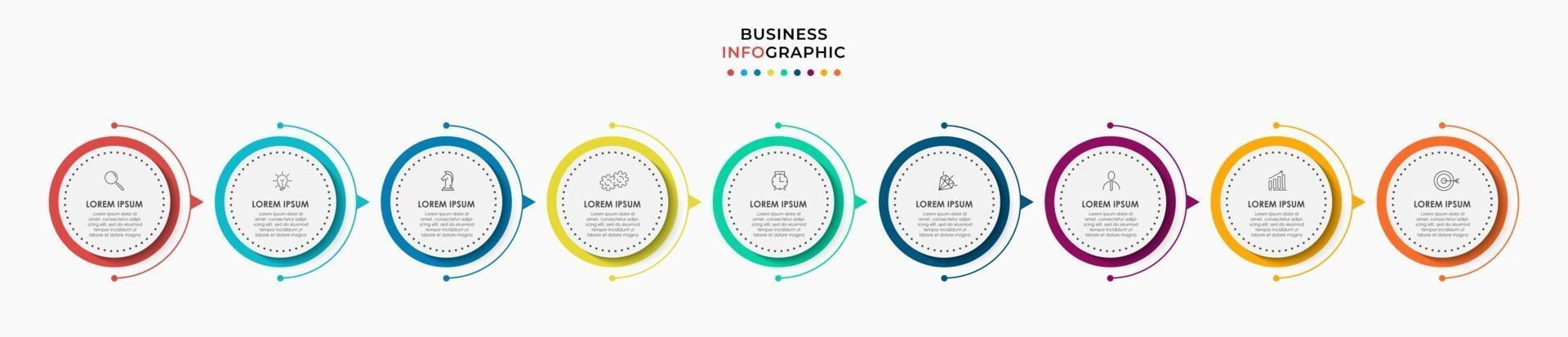Infographic design business template with icons and 9 options or steps vector