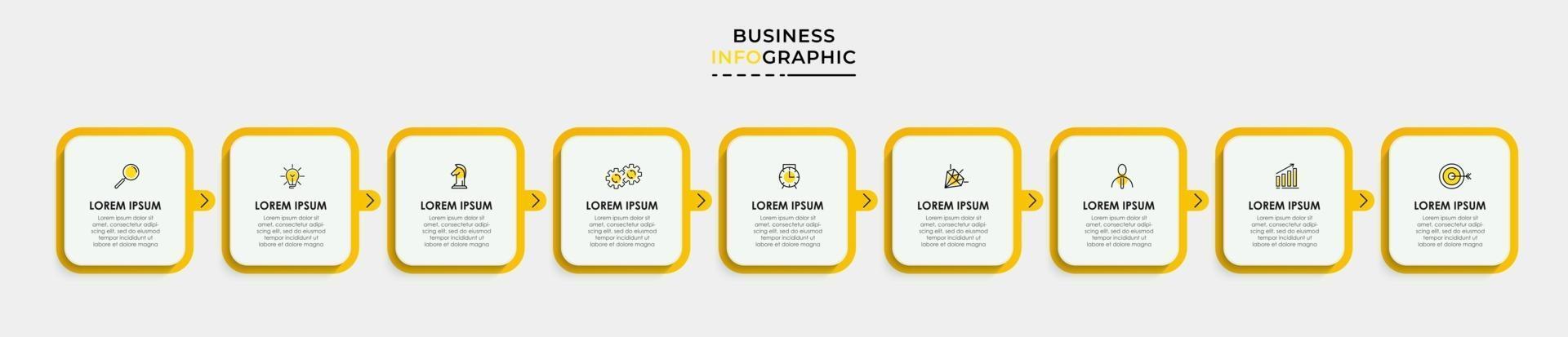 Infographic design business template with icons and 9 options or steps vector
