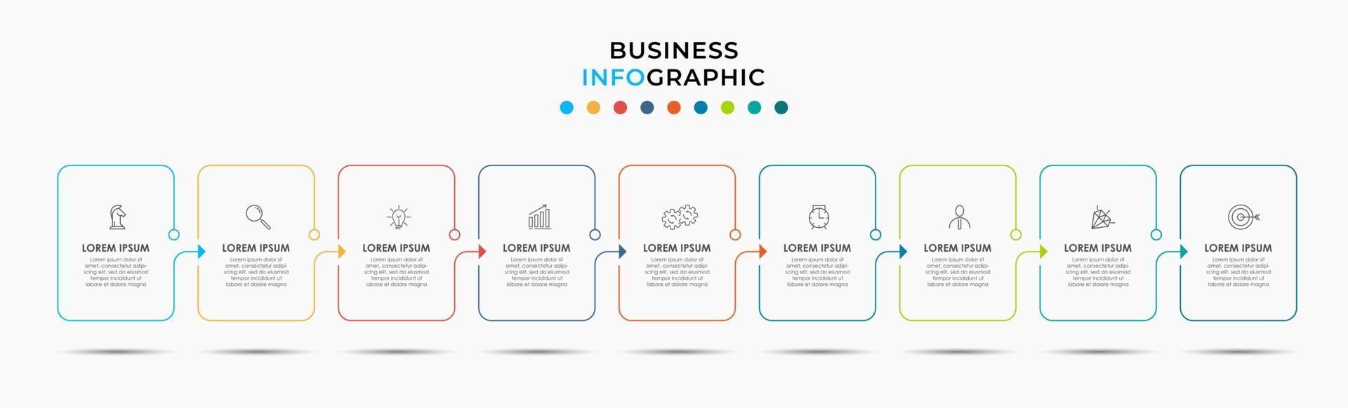 Infographic design business template with icons and 9 options or steps vector