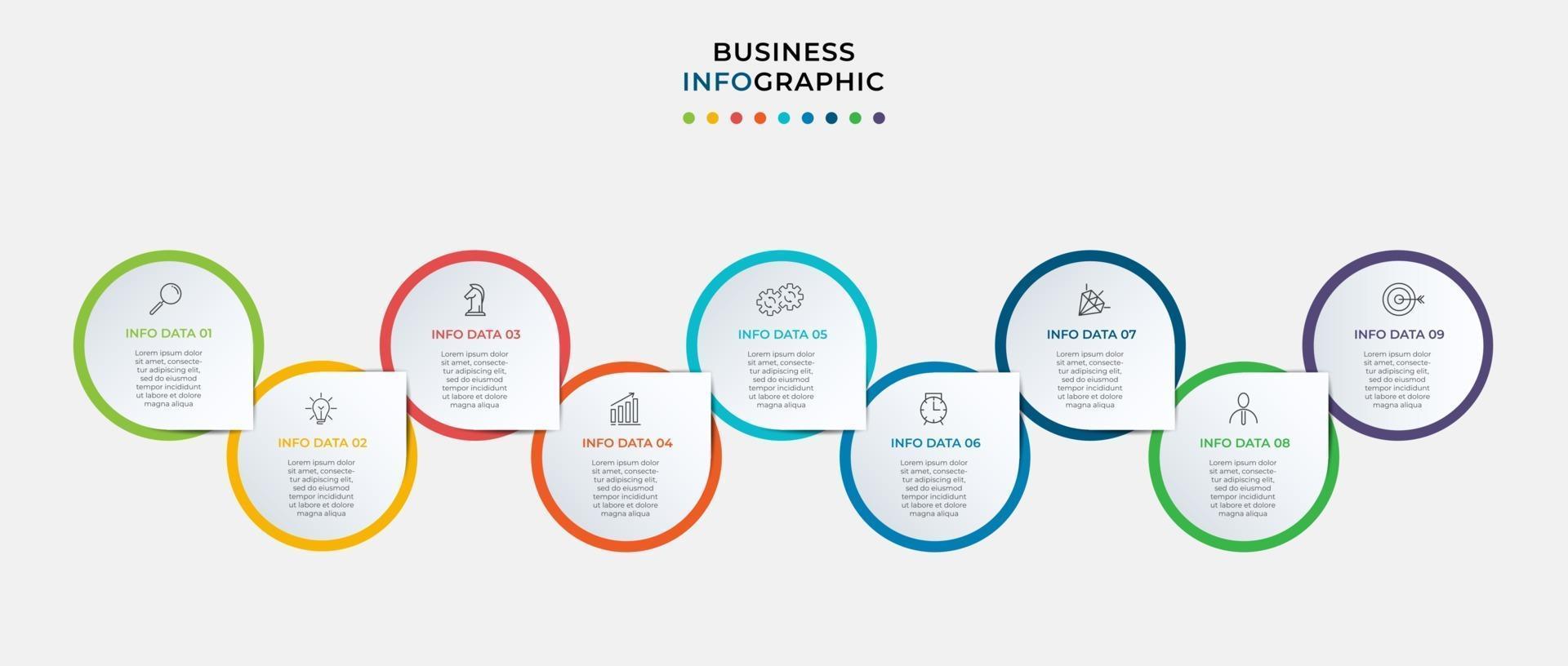 Infographic design business template with icons and 9 options or steps vector