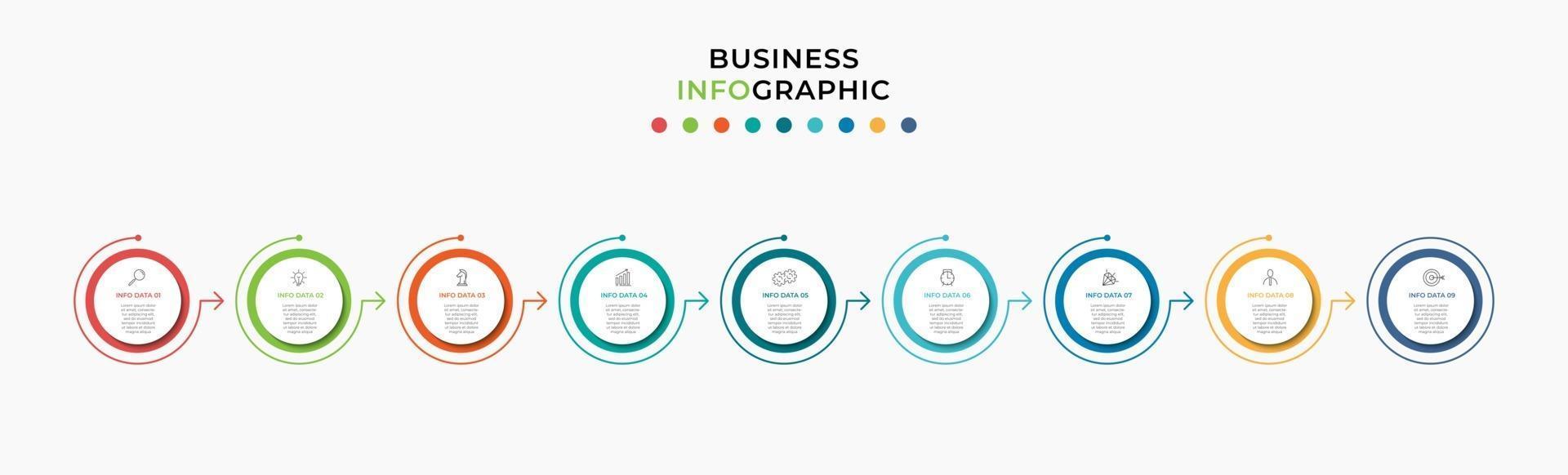 Infographic design business template with icons and 9 options or steps vector