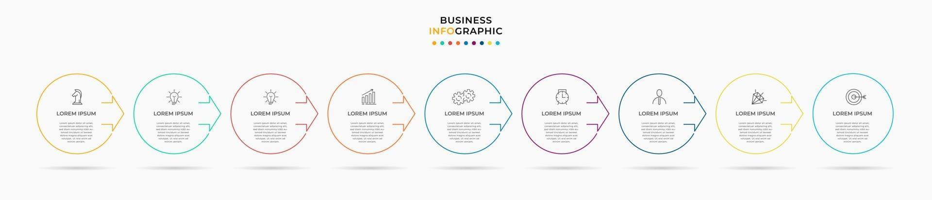 Infographic design business template with icons and 9 options or steps vector